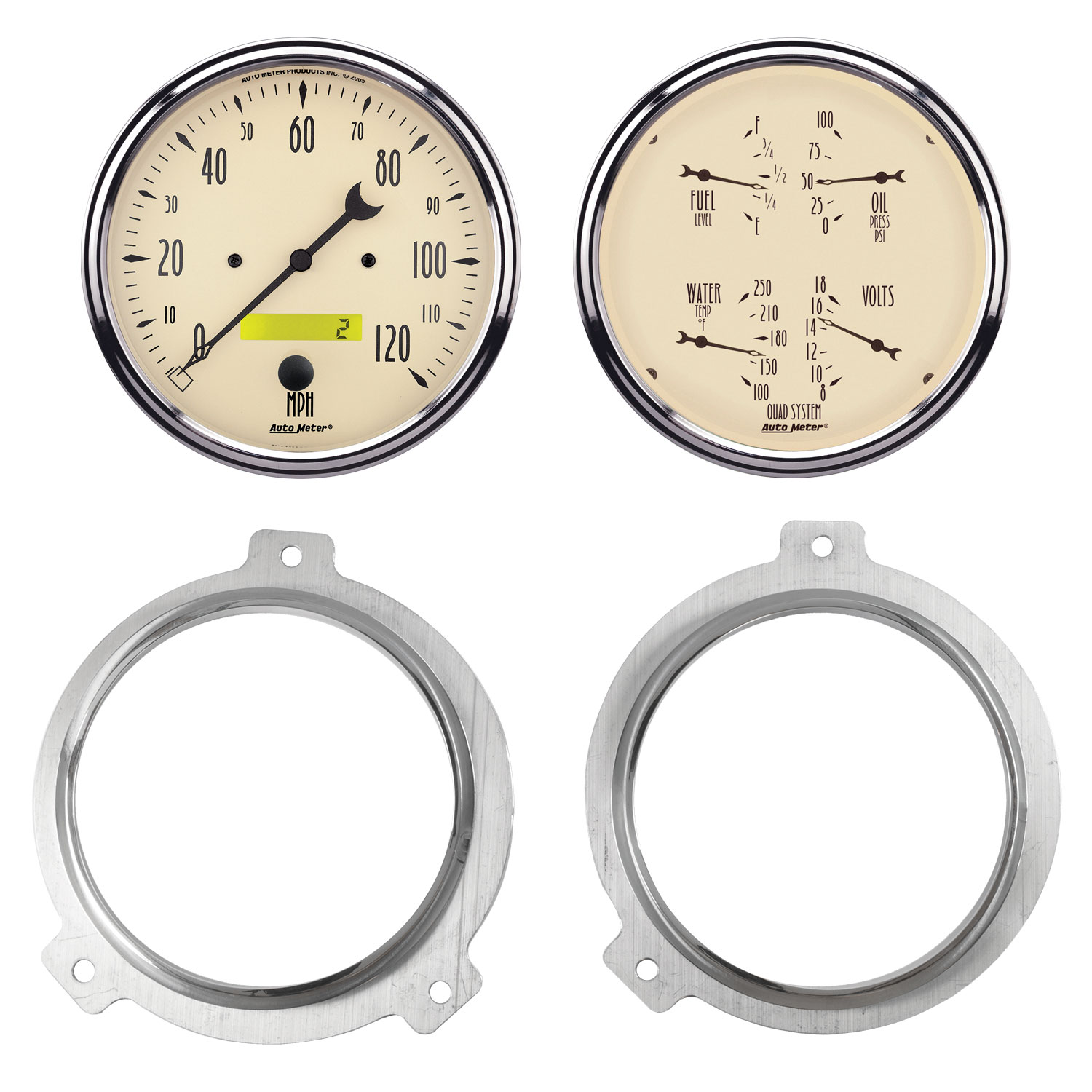 AUTOMETER Direct Fit Dash Kit, 2 PC, Chevy Car 51-52, 2 X 5", Antique Beige