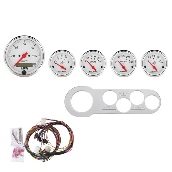 AUTOMETER Direct Fit Dash Kit, Chevy Car 53-54, MPH/Fuel/Oilp/Wtmp/Bat, Aw
