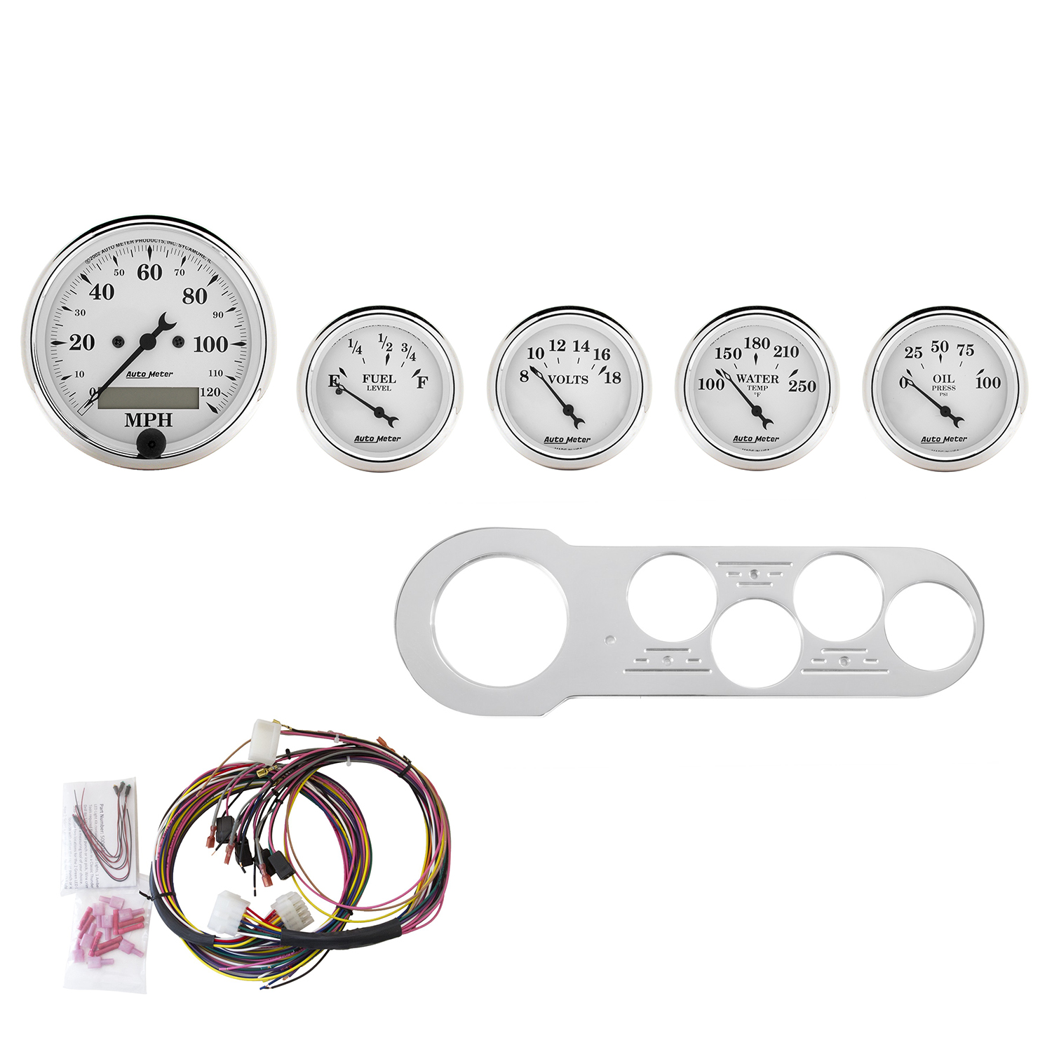 AUTOMETER Direct Fit Dash Kit, Chevy Car 53-54, MPH/Fuel/Oilp/Wtmp/Bat, Otw
