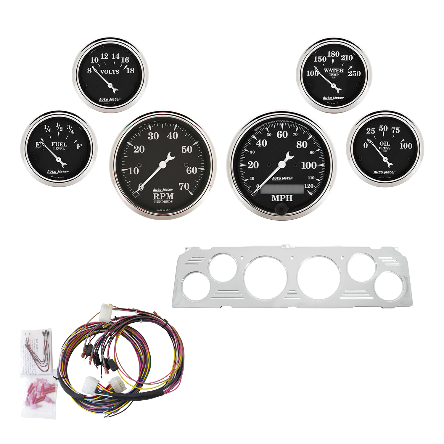 AUTOMETER Direct Fit Dash Kit, Chevy Truck 64-66, Tach/MPH/Fuel/Oilp/Wtmp/Volt, Otb