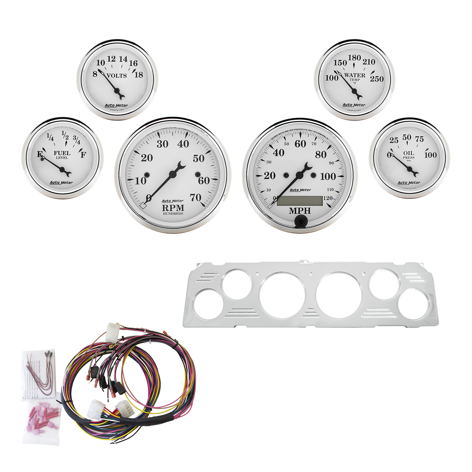 AUTOMETER Direct Fit Dash Kit, Chevy Truck 64-66, Tach/MPH/Fuel/Oilp/Wtmp/Volt, Otw