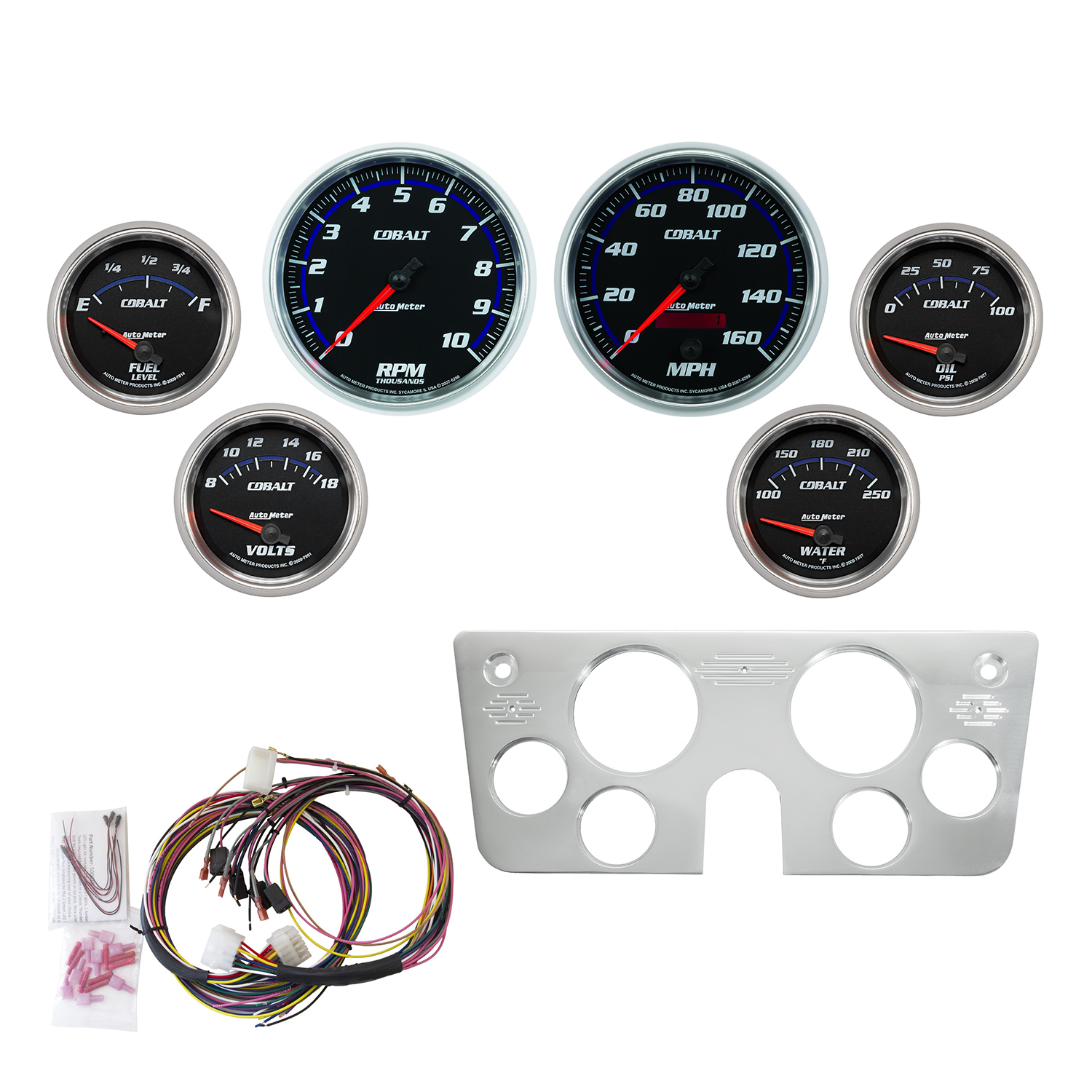 AUTOMETER Direct Fit Dash Kit, Chevy Truck 67-72, Tach/MPH/Fuel/Oilp/Wtmp/Volt, Cobalt