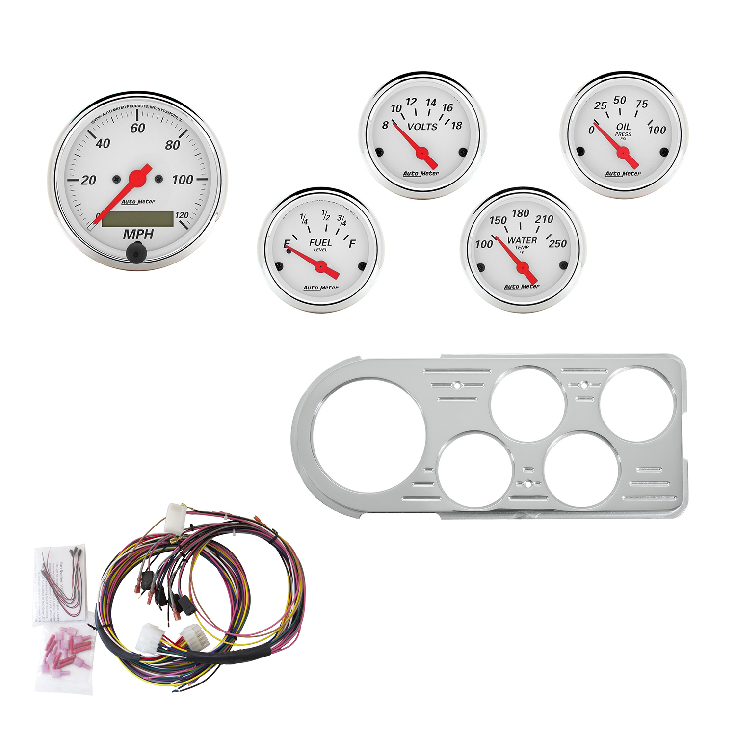 AUTOMETER Direct Fit Dash Kit, Ford Truck 48-50, MPH/Fuel/Oilp/Wtmp/Bat, Aw