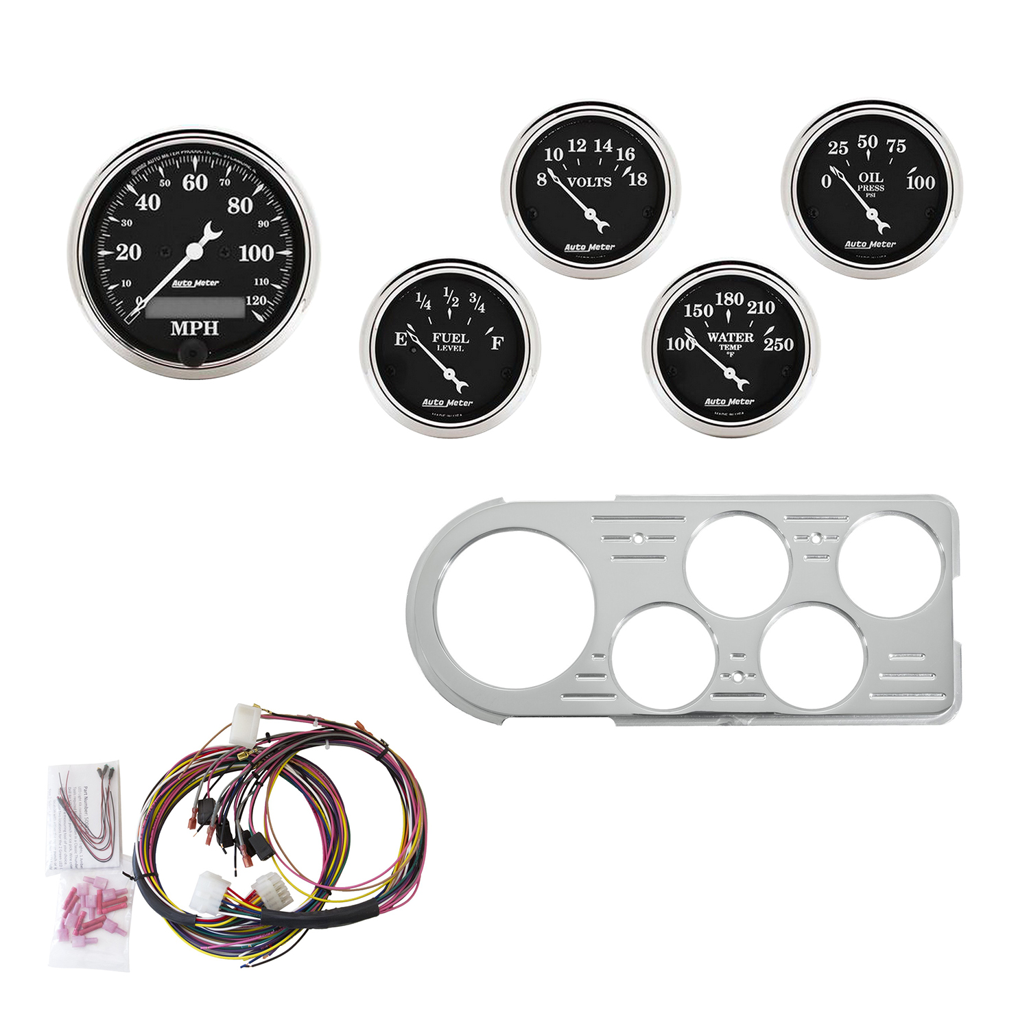 AUTOMETER Direct Fit Dash Kit, Ford Truck 48-50, MPH/Fuel/Oilp/Wtmp/Bat, Otb