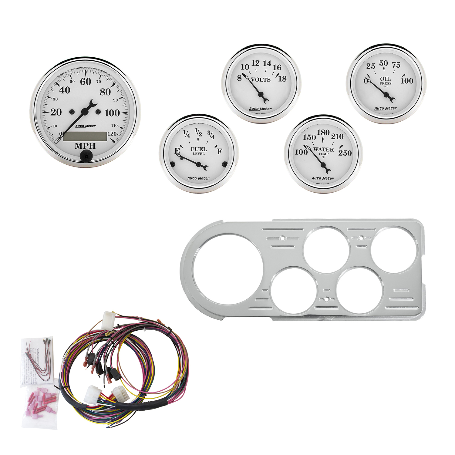 AUTOMETER Direct Fit Dash Kit, Ford Truck 48-50, MPH/Fuel/Oilp/Wtmp/Bat, Otw