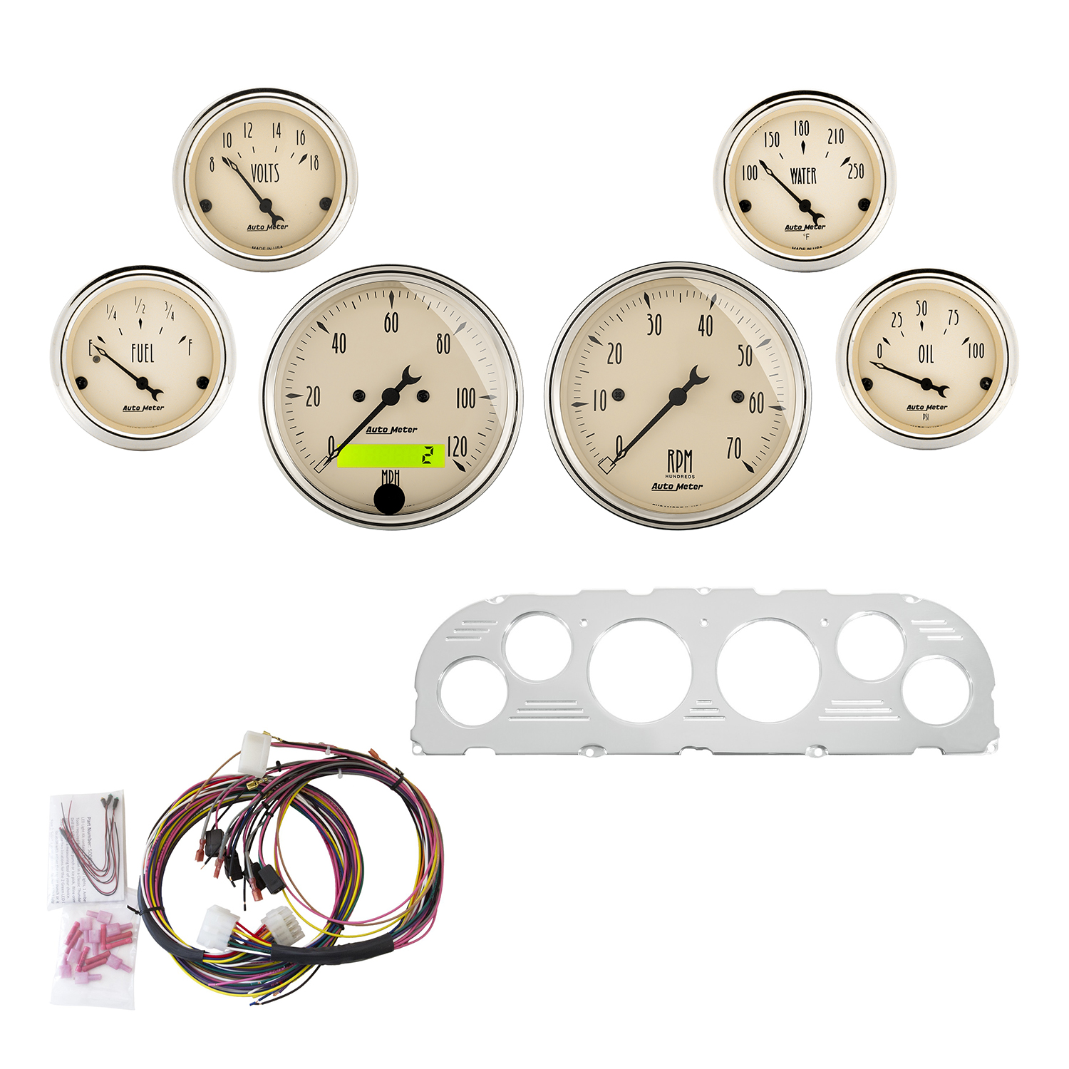 AUTOMETER Direct Fit Dash Kit, Chevy Truck 60-63, Tach/MPH/Fuel/Oilp/Wtmp/Volt, Ab