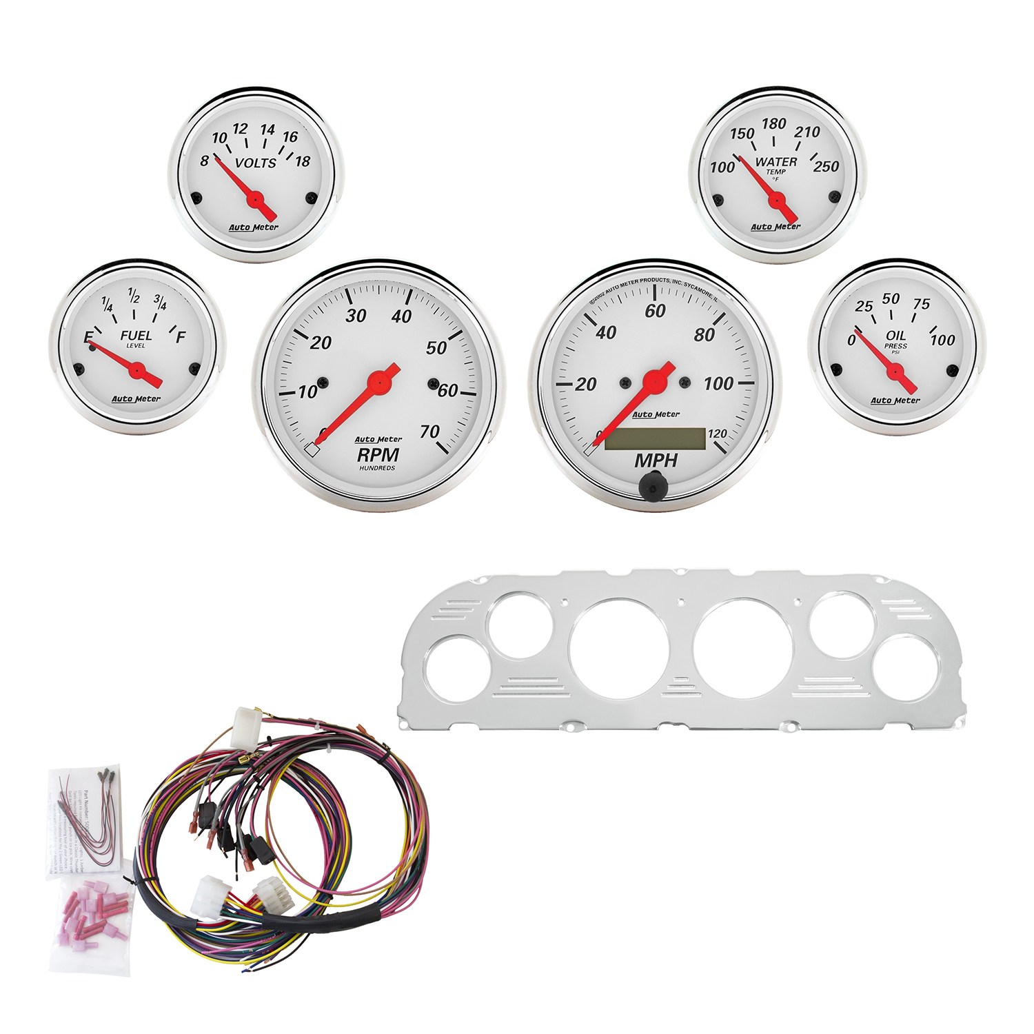 AUTOMETER Direct Fit Dash Kit, Chevy Truck 60-63, Tach/MPH/Fuel/Oilp/Wtmp/Volt, Aw