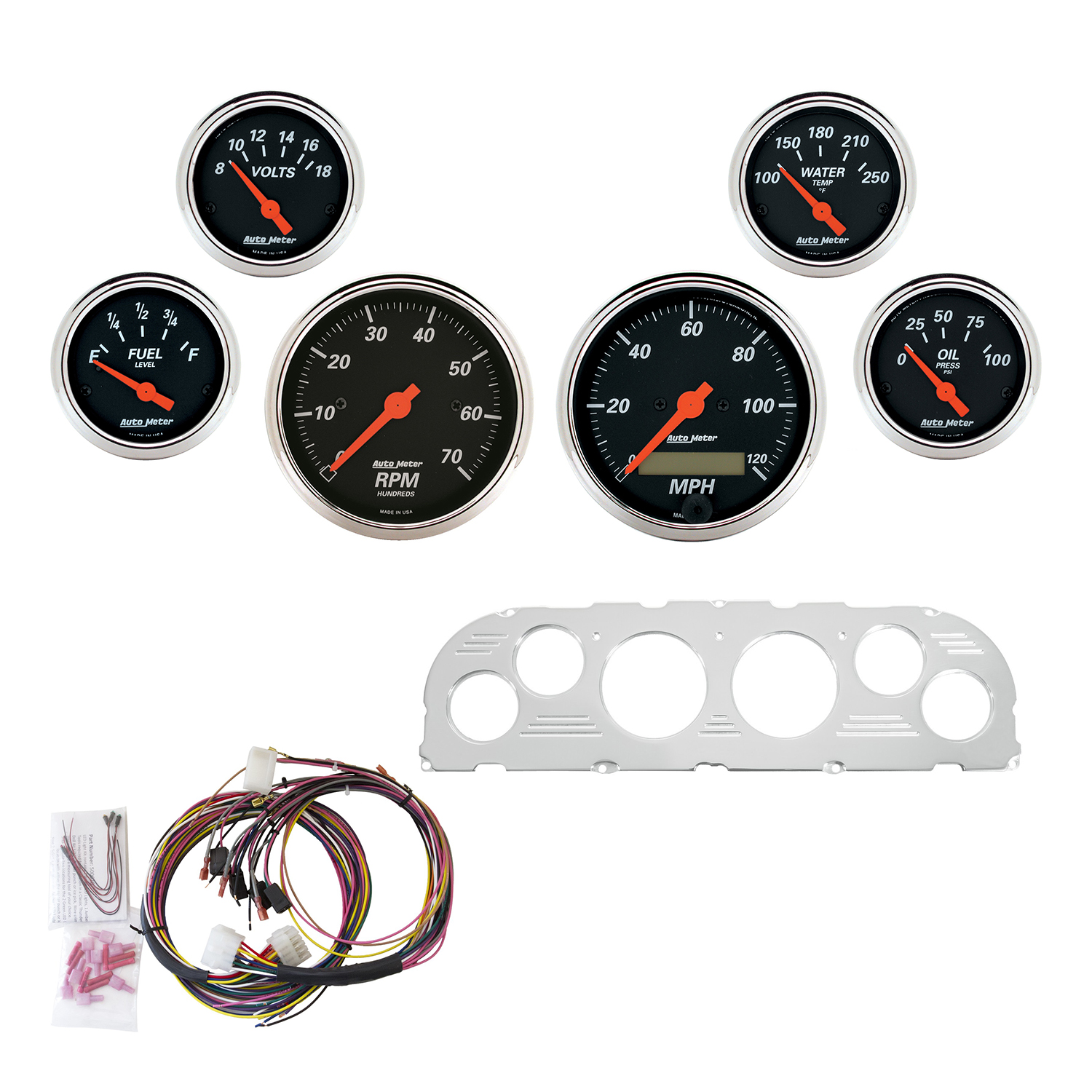 AUTOMETER Direct Fit Dash Kit, Chevy Truck 60-63, Tach/MPH/Fuel/Oilp/Wtmp/Volt, Db