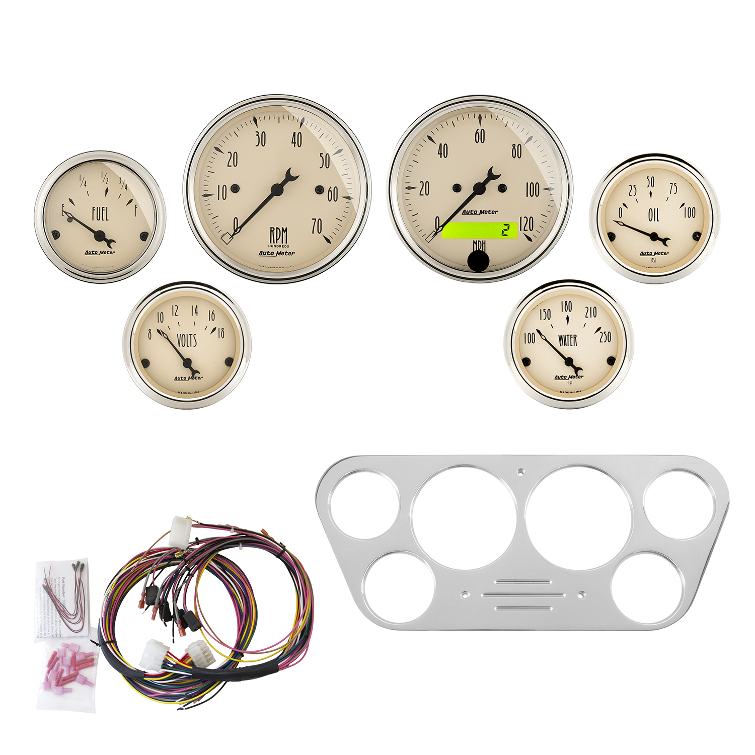 AUTOMETER Direct Fit Dash Kit, Ford Truck 53-55, Tach/MPH/Fuel/Oilp/Wtmp/Volt, Ab
