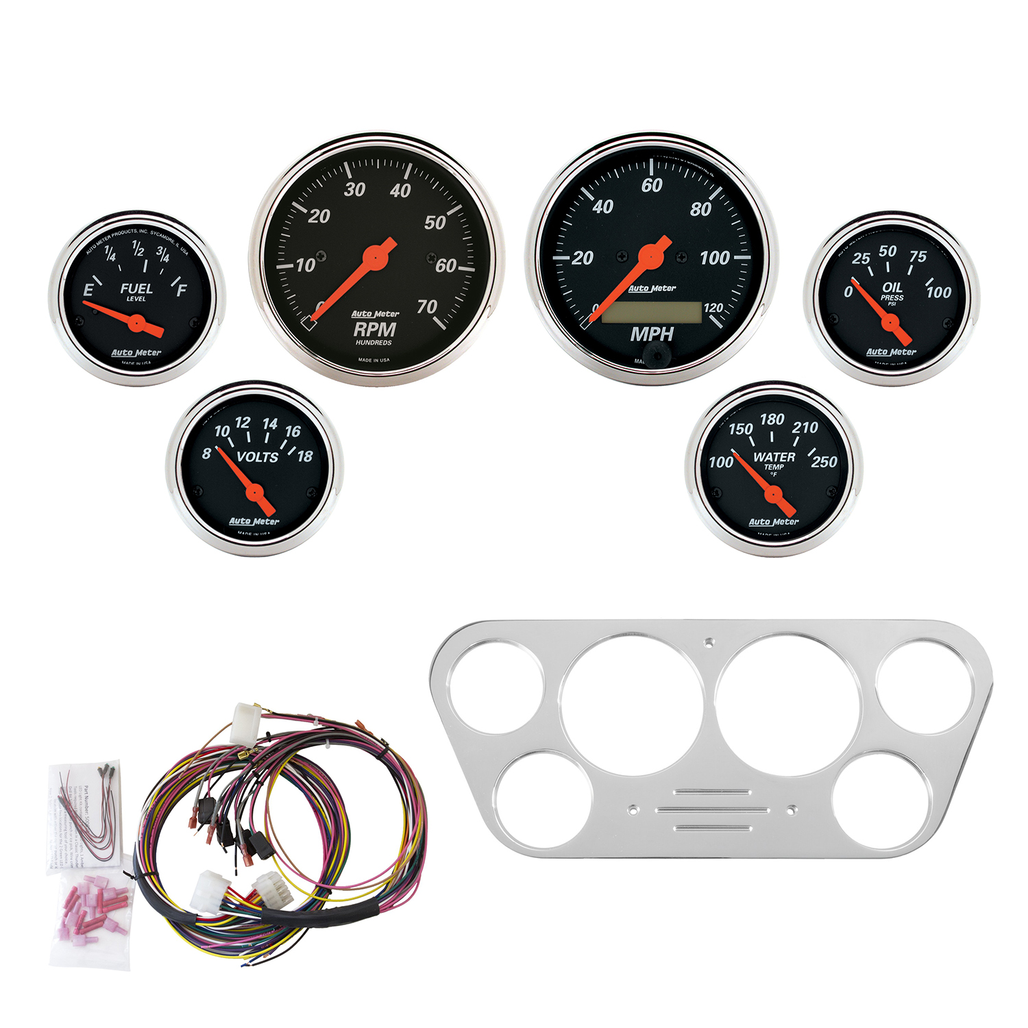 AUTOMETER Direct Fit Dash Kit, Ford Truck 53-55, Tach/MPH/Fuel/Oilp/Wtmp/Volt, Db