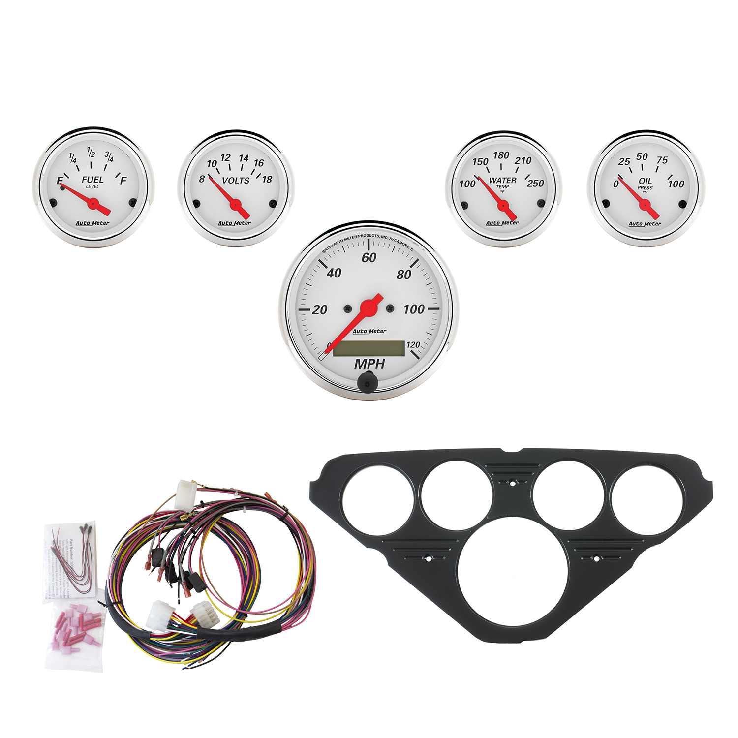 AUTOMETER Direct Fit Dash Kit, Chevy Truck 55-59, MPH/Fuel/Oilp/Wtmp/Bat, Aw
