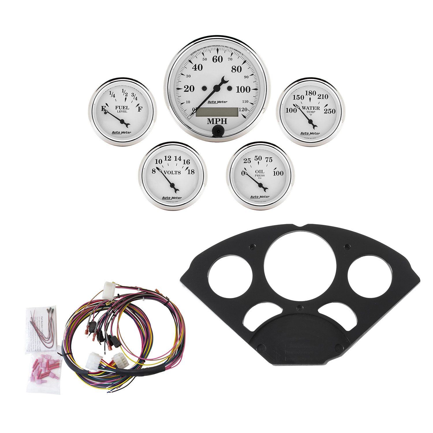 AUTOMETER Direct Fit Dash Kit, Chevy 55-56, MPH/Fuel/Oilp/Wtmp/Bat, Otw
