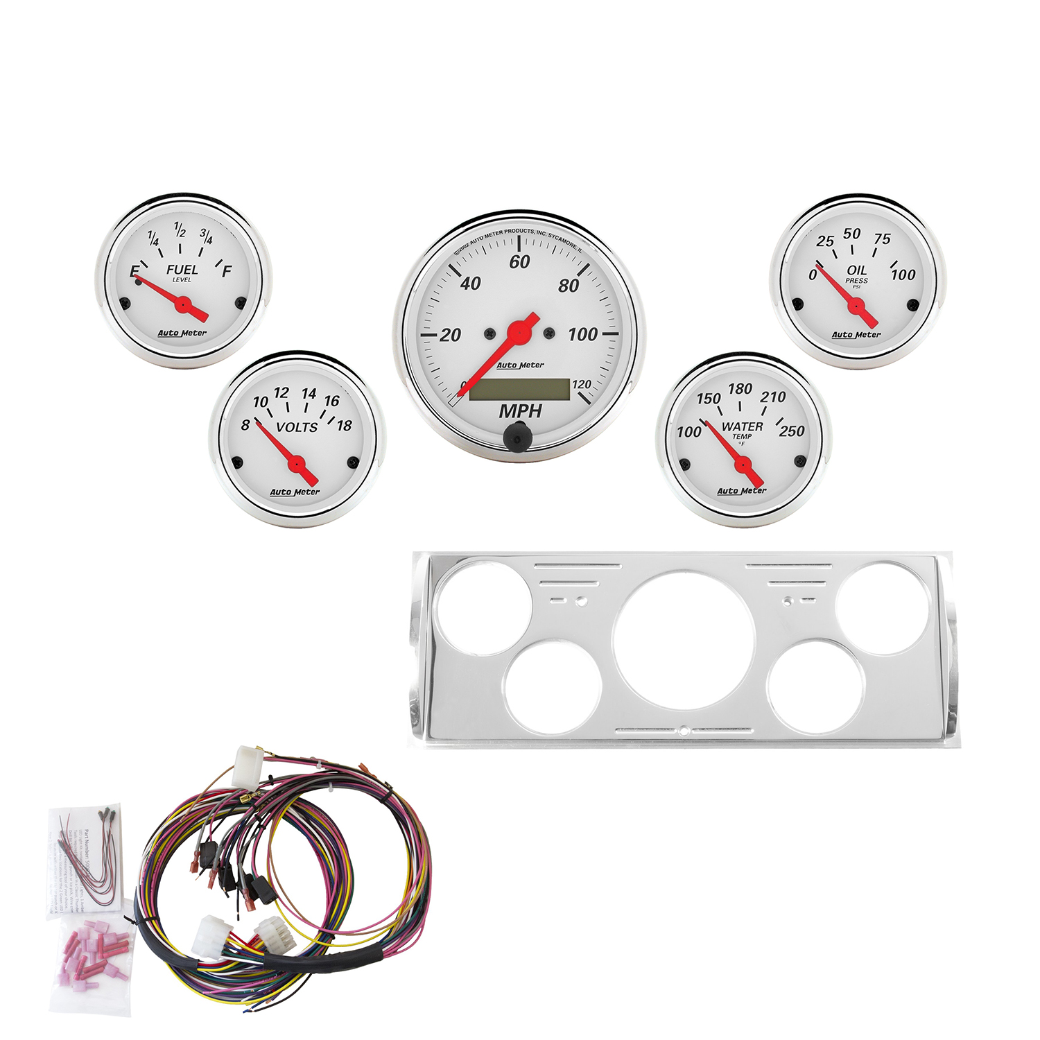 AUTOMETER Direct Fit Dash Kit, Chevy Truck 40-46, MPH/Fuel/Oilp/Wtmp/Bat, Aw