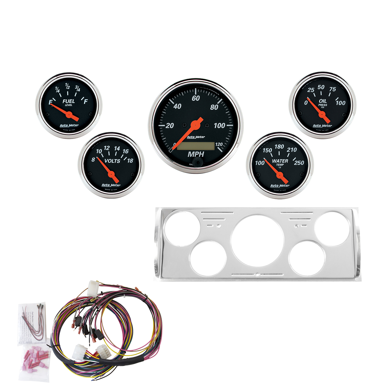 AUTOMETER Direct Fit Dash Kit, Chevy Truck 40-46, MPH/Fuel/Oilp/Wtmp/Bat, Db