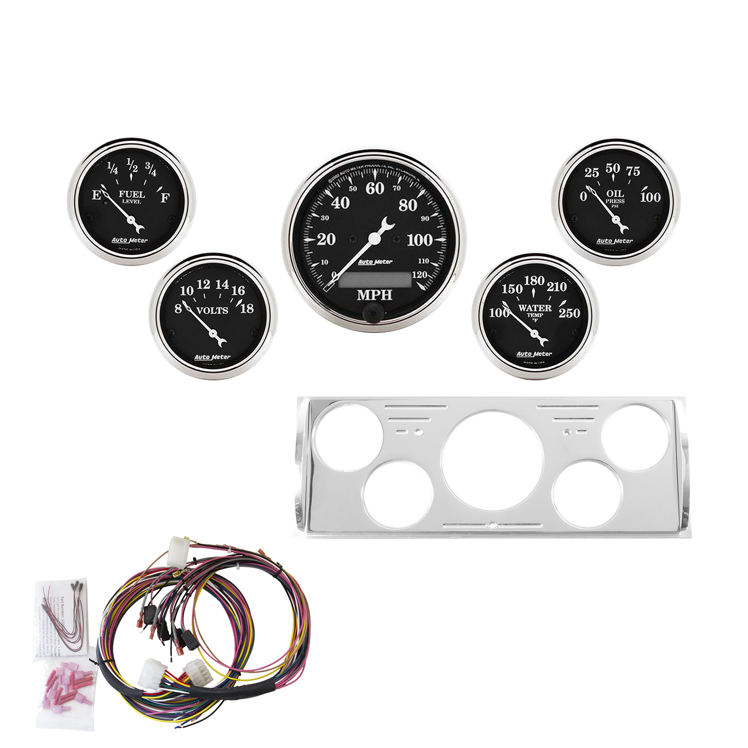 AUTOMETER Direct Fit Dash Kit, Chevy Truck 40-46, MPH/Fuel/Oilp/Wtmp/Bat, Otb