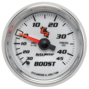 AUTOMETER Vacuum/Boost Gauge 2 1/16", 30Inhg-45PSI, Mechanical, C2