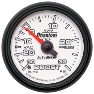 AUTOMETER Vacuum/Boost Gauge 2 1/16", 30Inhg-30PSI, Mechanical, Phantom II