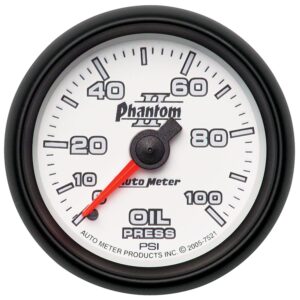 AUTOMETER Oil Pressure Gauge 2 1/16", 100PSI, Mechanical, Phantom II