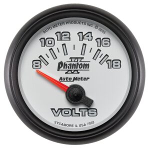 AUTOMETER Voltmeter Gauge 2 1/16", 18V, Electric, Phantom II
