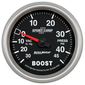 AUTOMETER Vacuum/Boost Gauge 2 5/8", 30Inhg-45PSI, Mechanical, Sport-Comp II