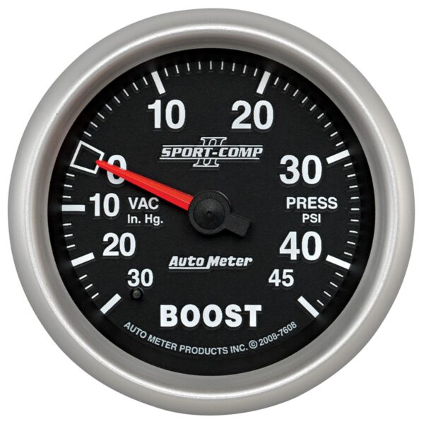 AUTOMETER Vacuum/Boost Gauge 2 5/8", 30Inhg-45PSI, Mechanical, Sport-Comp II