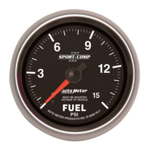 AUTOMETER Fuel Pressure Gauge 2 5/8", 15PSI, Mechanical, Sport-Comp II