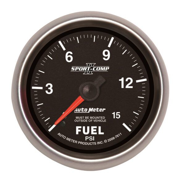 AUTOMETER Fuel Pressure Gauge 2 5/8", 15PSI, Mechanical, Sport-Comp II