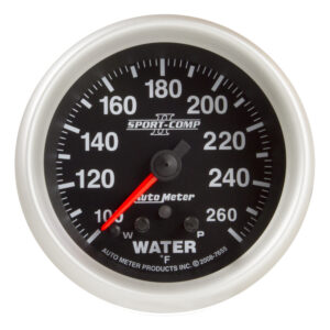 AUTOMETER Water Temperature Gauge 2 5/8", 260°f, Stepper Motor W/ Peak & Warn, Sport-Comp II