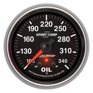 AUTOMETER Oil Temperature Gauge 2 5/8", 340°f, Stepper Motor W/ Peak & Warn, Sport-Comp II