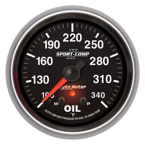 AUTOMETER Oil Temperature Gauge 2 5/8", 340°f, Stepper Motor W/ Peak & Warn, Sport-Comp II