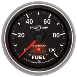 AUTOMETER Fuel Pressure Gauge 2 5/8", 100PSI, Stepper Motor W/ Peak & Warn, Sport-Comp II