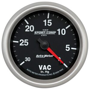 AUTOMETER Vacuum Gauge 2 5/8", 30Inhg, Mechanical, Sport-Comp II