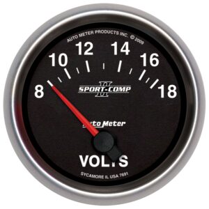 AUTOMETER Voltmeter Gauge 2 5/8", 18V, Electric, Sport-Comp II