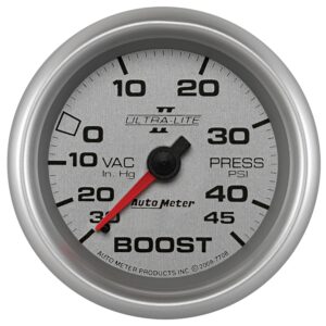 AUTOMETER Vacuum/Boost Gauge 2 5/8", 30Inhg-45PSI, Mechanical, Ultra-Lite II