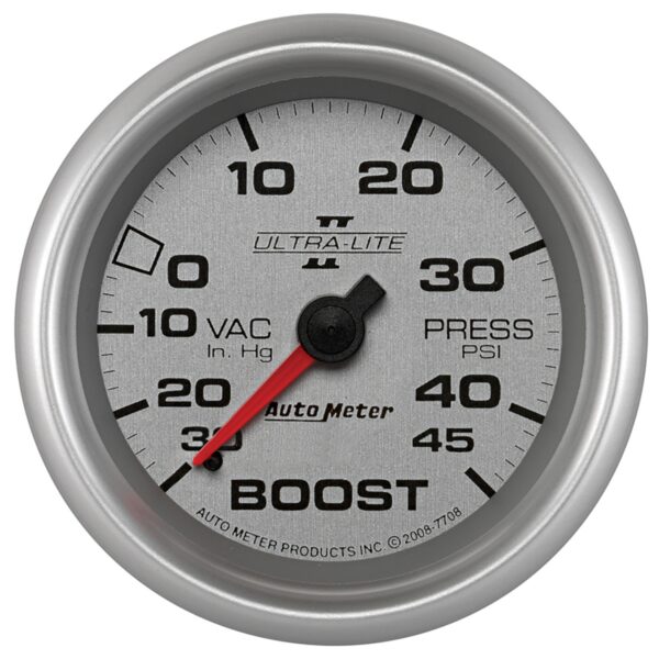 AUTOMETER Vacuum/Boost Gauge 2 5/8", 30Inhg-45PSI, Mechanical, Ultra-Lite II