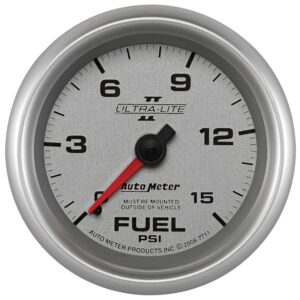 AUTOMETER Fuel Pressure Gauge 2 5/8", 15PSI, Mechanical, Ultra-Lite II