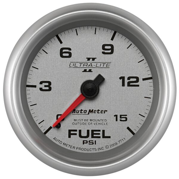 AUTOMETER Fuel Pressure Gauge 2 5/8", 15PSI, Mechanical, Ultra-Lite II