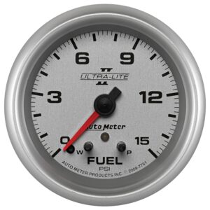 AUTOMETER Fuel Pressure Gauge 2 5/8", 15PSI, Stepper Motor W/ Peak & Warn, Ultra-Lite II