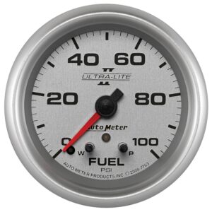 AUTOMETER Fuel Pressure Gauge 2 5/8", 100PSI, Stepper Motor W/ Peak & Warn, Ultra-Lite II