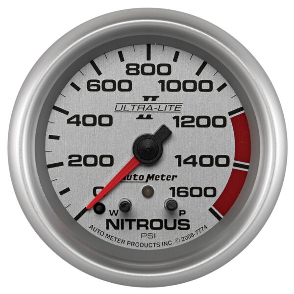 AUTOMETER Nitrous Pressure Gauge 2 5/8", 1600PSI, Stepper Motor W/ Pk & Wrn, Ultra-Lite II