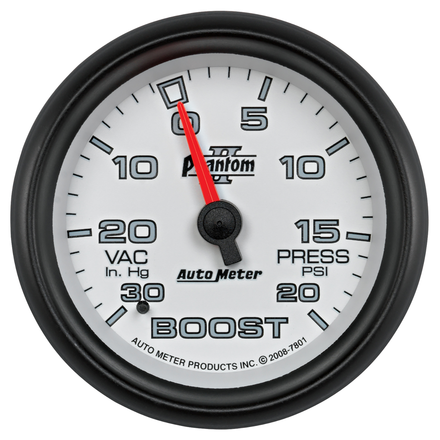 AUTOMETER Vacuum/Boost Gauge 2 5/8", 30Inhg-20PSI, Mechanical, Phantom II