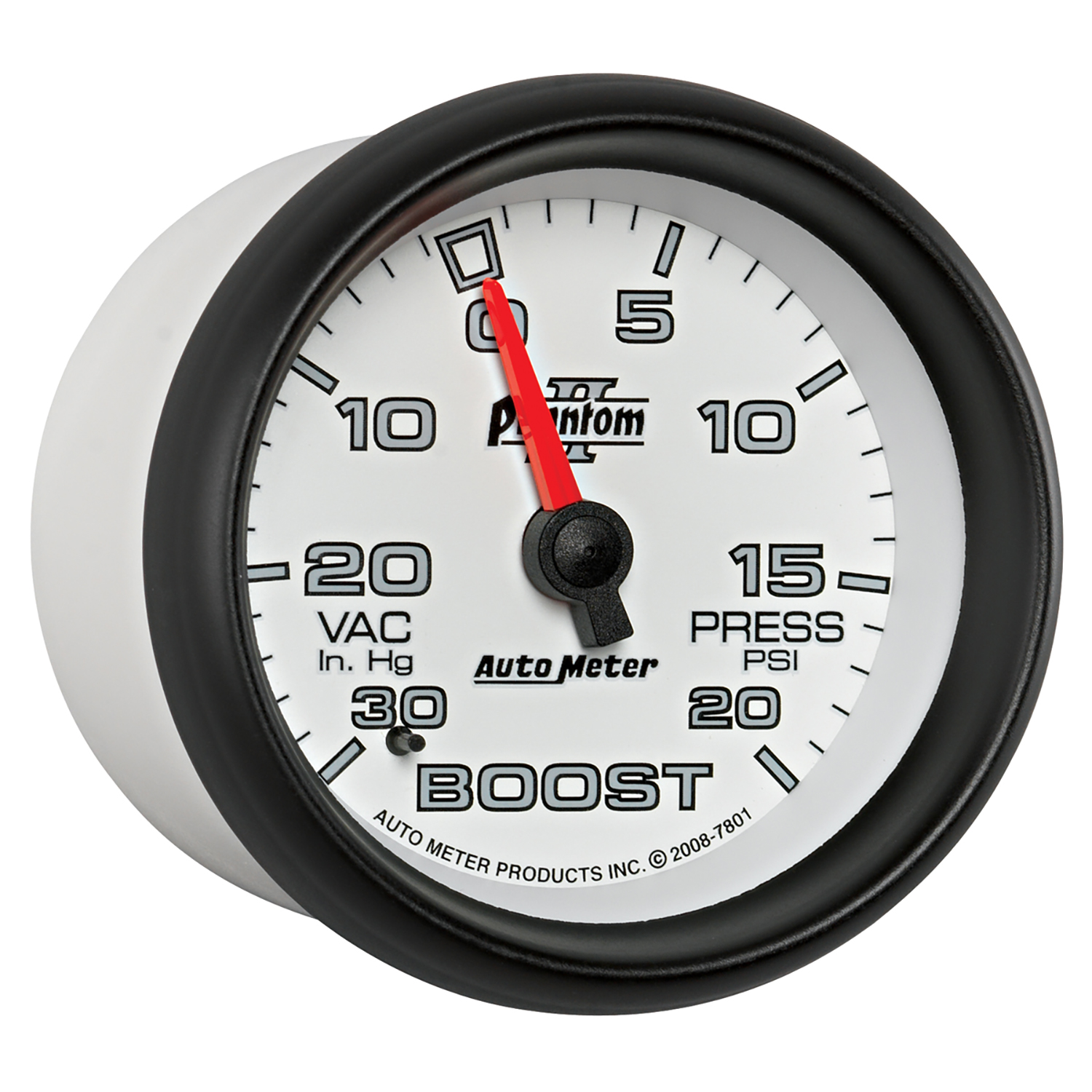 AUTOMETER Vacuum/Boost Gauge 2 5/8", 30Inhg-20PSI, Mechanical, Phantom II - Image 5