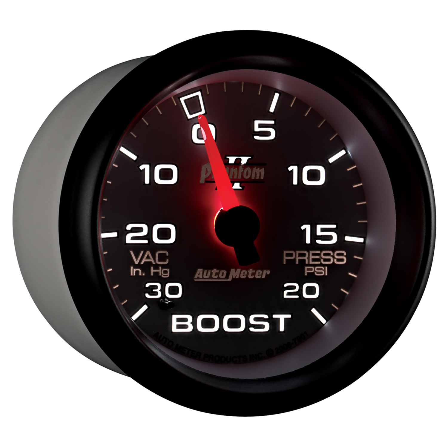 AUTOMETER Vacuum/Boost Gauge 2 5/8", 30Inhg-20PSI, Mechanical, Phantom II - Image 6