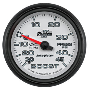 AUTOMETER Vacuum/Boost Gauge 2 5/8", 30Inhg-45PSI, Mechanical, Phantom II