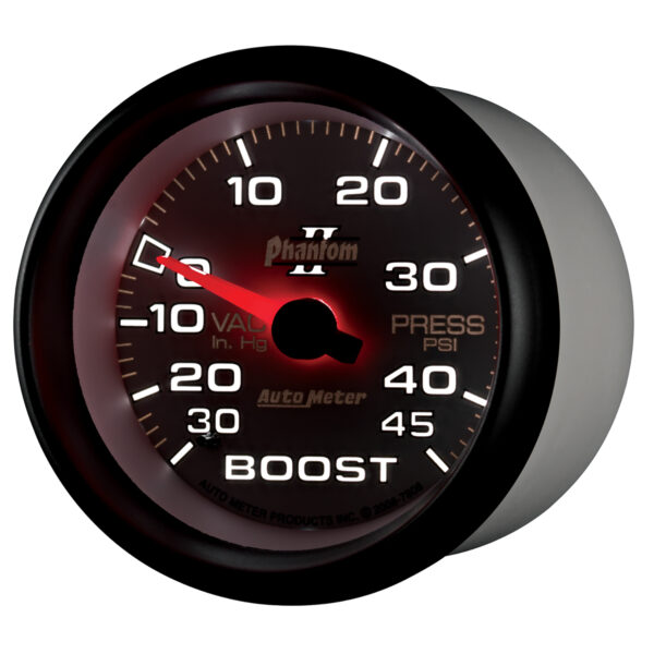 AUTOMETER Vacuum/Boost Gauge 2 5/8", 30Inhg-45PSI, Mechanical, Phantom II - Image 3
