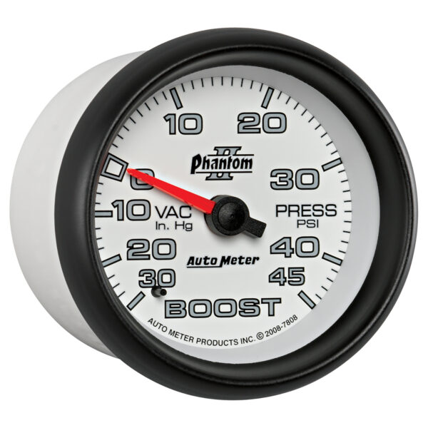 AUTOMETER Vacuum/Boost Gauge 2 5/8", 30Inhg-45PSI, Mechanical, Phantom II - Image 5