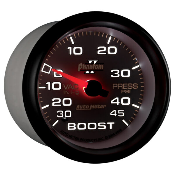 AUTOMETER Vacuum/Boost Gauge 2 5/8", 30Inhg-45PSI, Mechanical, Phantom II - Image 6