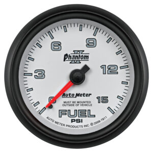 AUTOMETER Fuel Pressure Gauge 2 5/8", 15PSI, Mechanical, Phantom II
