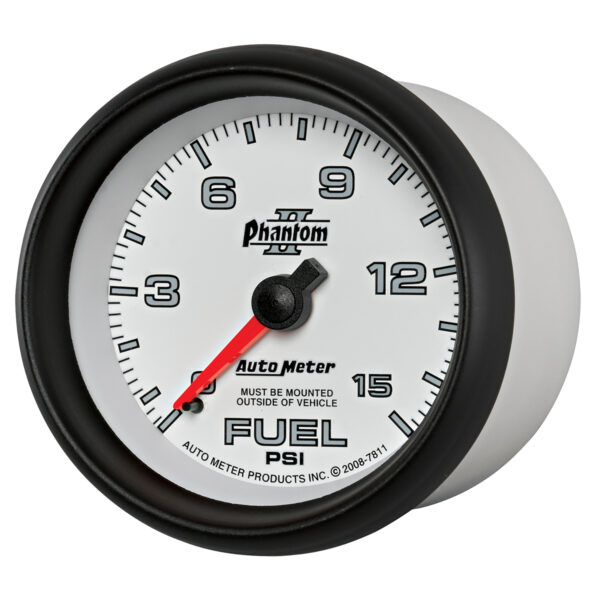AUTOMETER Fuel Pressure Gauge 2 5/8", 15PSI, Mechanical, Phantom II - Image 2