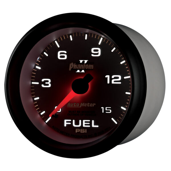 AUTOMETER Fuel Pressure Gauge 2 5/8", 15PSI, Mechanical, Phantom II - Image 3